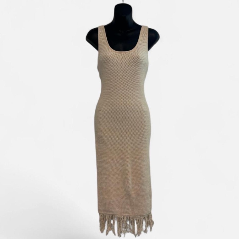 Future Collective x Alani Noelle Knit Fringe Dress – Recycled Cotton, Fitted